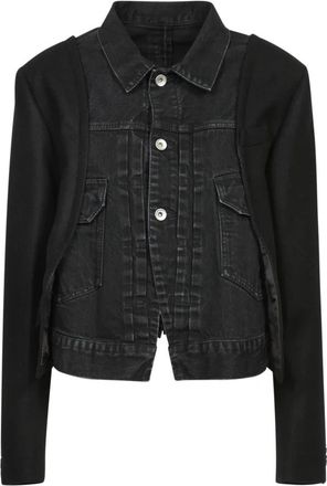 sacai Korte Denim Jas - Dames - Spijkerjassen - Zwart - L - Denim - Jassen