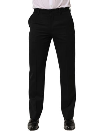 Dolce & Gabbana Virgin Wool Tapered Trousers - Black