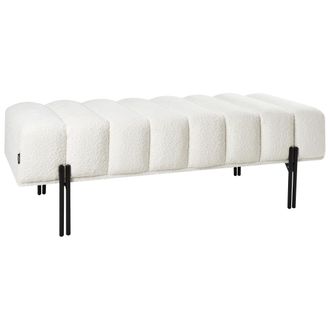 Beliani Beliani - Banco De Cama Tapizado En Tela Asiento De Pasillo Con Patas De Metal Blanco Crema Carey