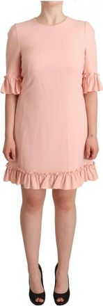 Dolce & Gabbana Roze Ruffled Mouwen Sheath Jurk - Dames - Korte kleedjes - Roze - L - Kleedjes