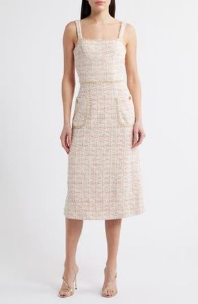 Black Halo Amaranta Boucl&eacute; Tweed Midi Dress in Ballet Boucle at Nordstrom Rack, Size 8