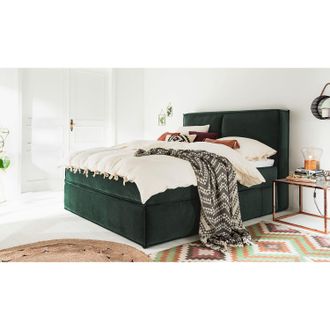 Studio Copenhagen home24 Boxspringbett Kinx 180x200 cm Samt Grün mit Matratze/Topper