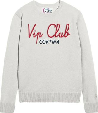 MC2 Saint Barth Round-neck Knitwear, female, Beige, Size: L Womens New Queen Printed Sweater