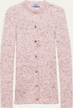 Prada Ribbed Wool-Blend Cardigan