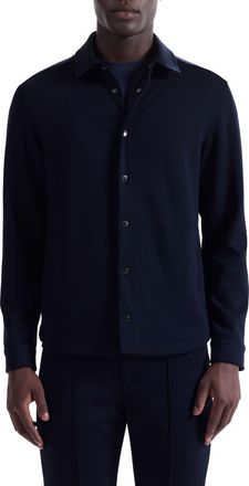 Bugatchi Soft Touch Snap-Up Shirt in Navy at Nordstrom, Size Xx-Large