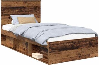 vidaXL Estructura De Cama Con Cabecera Madera Vieja 100 X 200 Cm Vidaxl