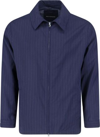 White Sand Blue Pinstripe Virgin Wool Blend Jacket