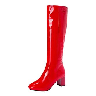Generic Womens Winter High Knee Boots Patent Leather Knee High Boots Waterproof Party Shoes