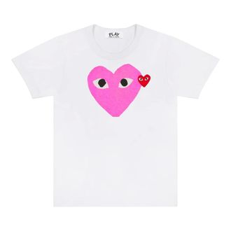 Comme Des Gar&ccedil;ons Red Emblem Heart T-Shirt - female - Comme des Gar&ccedil;ons Play - T-Shirts - White - S - Tops