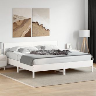 vidaXL Estructura De Cama Sin Colch&oacute;n Madera Maciza Blanca 200x200 Cm Vidaxl