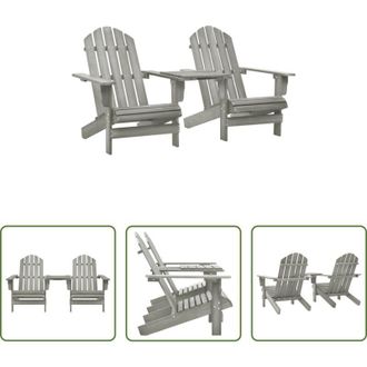 vidaXL Sedia Adirondack - Sedie da Giardino Adirondack con Tavolino in Legno Abete Grigio