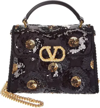 Valentino Vsling Mini Satin & Leather Shoulder Bag