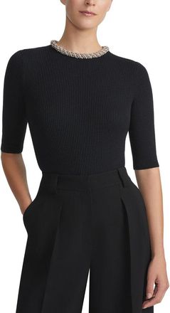 Lafayette 148 New York Metallic Hand-Detailed Baroque Sweater