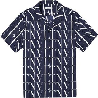 Valentino Garavani Navy & white cotton VLTN Vacation shirt Size XL