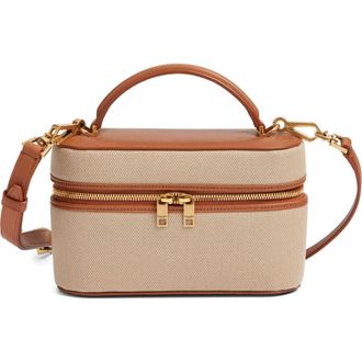 Saint Laurent Gaby Canvas & Leather Vanity Case in Desert Dust/Brick at Nordstrom