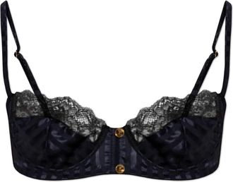Versace Lace-Trim Jacquard Silk Bralette - Dames - BHs - Blauw - S - Nylon - Ondergoed