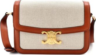 Celine Triomphe medium leren canvas schoudertas - Beige