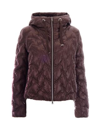 Herno Dark Brown Wave Quilted Hooded Down Jacket