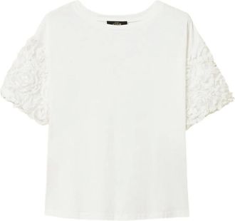Twin-Set T-shirt con maniche a fiori - Bianco