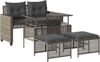 vidaXL Vidaxl - Set Sof&aacute;s Jard&iacute;n 4 Pzas Y Cojines Rat&aacute;n Pe Vidrio Gris Claro