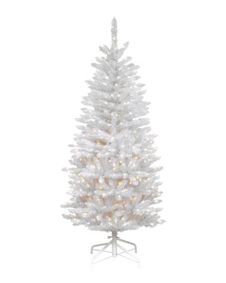 National Tree Company 4.5Ft Kingswood White Fir Hinged Pencil Tree With 150 Clear Lights