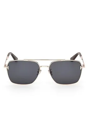 Tom Ford 60mm Navigator Sunglasses in Shiny Rose Gold/smoke Lens at Nordstrom