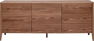 Miliboo Aparador Vintage Con 2 Puertas Y 3 Cajones Nogal 180 Cm Benja