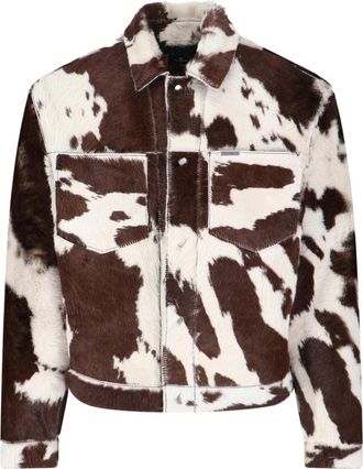 Represent Multicolor Cow Print Leather Jacket