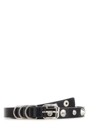 ベルト ALESSANDRA RICH 'slim' belt Alessandra Rich Slim Leather Belt With Logo Charm In Black