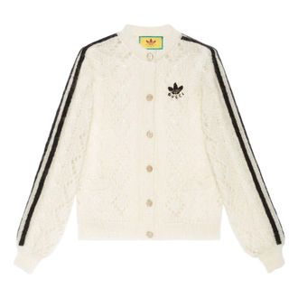 Gucci (WMNS) Gucci x adidas Mohair Knit Cardigan White 717329-XKCMO-9791