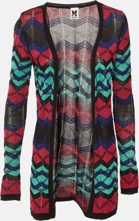 M Missoni Multicolor Chevron Knit Open Front Cardigan