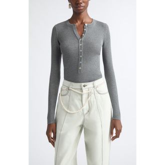 Nackiy&eacute; Insider Merino Wool & Silk Knit Top in Gris at Nordstrom, Size Medium
