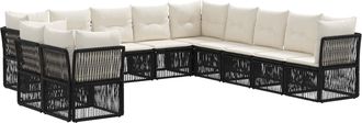 vidaXL Conjunto De Sof&aacute;s De Jard&iacute;n 11 Uds. Negro Rat&aacute;n Sint&eacute;tico Vidaxl