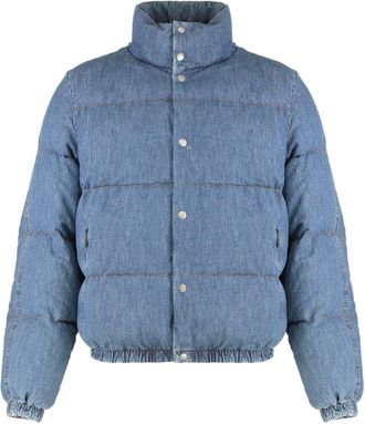 Dolce & Gabbana Blue Mock Collar Jacket