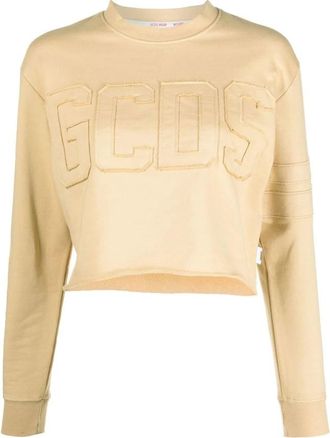 GCDS Bruine Logo Crop Sweatshirt Casual Stijl - Dames - Sweatshirts - Bruin - XS - Katoen - Hoodies & sweatvesten