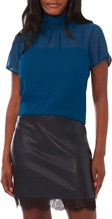 Vince Camuto Flutter Sleeve Chiffon Top in Estate Blue at Nordstrom, Size Small