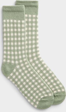 Simons Womens Ultra-soft gingham check socks