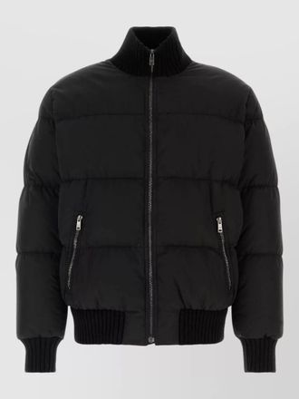 Prada cotton bomber jacket ribbed collar hem