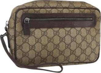 Gucci Pre-owned Clutches, female, Beige, Size: ONE SIZE Pre-owned Canvas Clutch