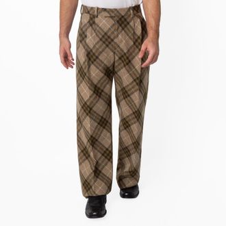 Burberry Pleated Check Wool Tailored Trousers, Brand Size 48 ( Waist Size 32.7 )