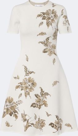 Oscar De La Renta Knitted floral jacquard minidress