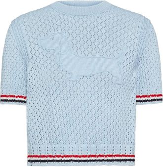 Thom Browne T-shirt Hector con lavorazione traforata - Blu