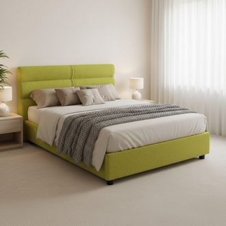Dmora Cama De Plaza Y Media Brivio, Desenfundable, Con Almacenaje Hecha En Italia, Tama&ntilde;o Colch&oacute;n 120x190 Cm, Verde