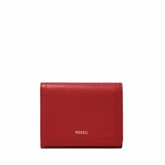 Fossil Womens Logan Tri-Fold Wallet, Red, Small