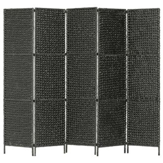 vidaXL Biombo Divisor 5 Paneles Jacinto De Agua Negro 193x160 Cm Vidaxl