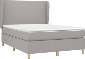 vidaXL Vidaxl - Cama Box Spring Con Colch&oacute;n Tela Gris Claro 140x200 Cm