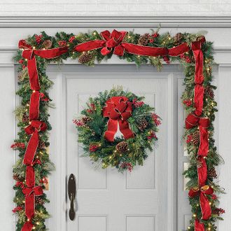 Frontgate Christmas Cheer Greenery Front Door Bundle - Frontgate - Outdoor Christmas Decorations