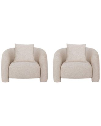 Manhattan Comfort Set Of 2 Modern Sylvia Tweed Accent Chairs With Accent Pillow