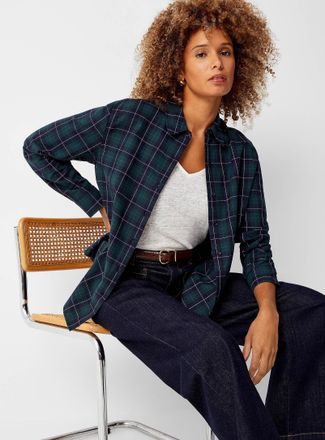 Contemporaine Womens Touch of wool rustic checkers shirt