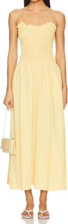 S/W/F Ruffled Bodice Midi Dress In Mellow Yellow